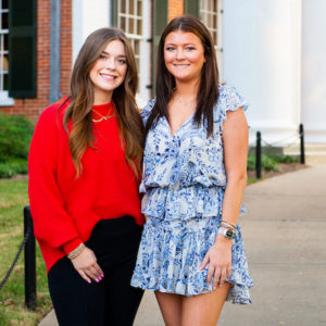 UM senior Alyssa Moncrief (right), the 2021 Brick Muller scholar, and Meggy Muller, great-granddaughter of the gift’s namesake, get to know each other on the Ole Miss campus. Photo by Bill Dabney/UM Foundation