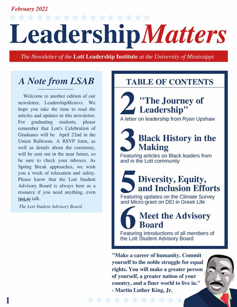 cover of February 2022 LeadershipMatters newsletter